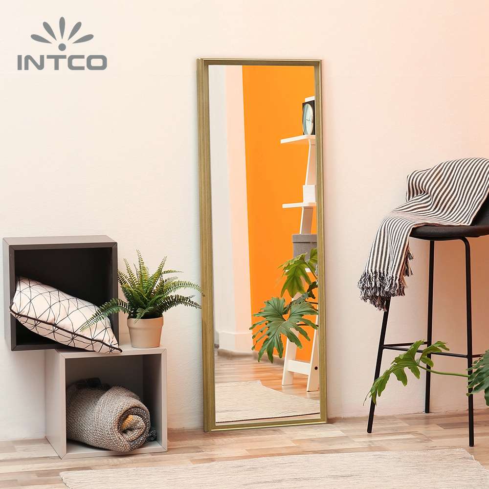 Customize your space with Intco gold floor mirror frame